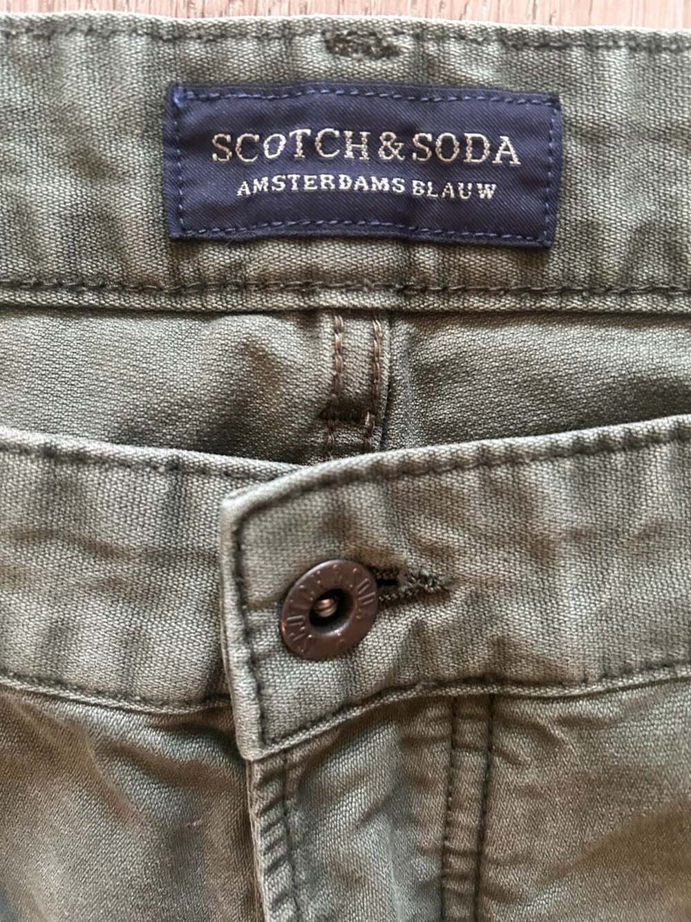 Scotch & Soda Amsterdams Blauw Mailer Olive Green Chino Pants W:34 L:32 - Picture 2 of 9